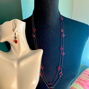 Red Gem Necklace and Earings
